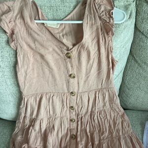 Pink Button Up Mini Dress